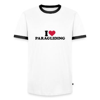 Paragliding - Männer Kontrast-T-Shirt - Weiß/Schwarz - Vorne - AI Model Female 172 light (172cm) & AI Model Male 178 dark (178cm)