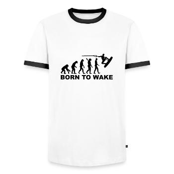 Evolution Wakeboard - Men's Ringer Shirt - white/black - Front - AI Model Female 172 light (172cm) & AI Model Male 178 dark (178cm)