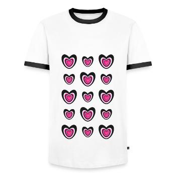 Coole Herzen in Pink mit viel Liebe. - Männer Kontrast-T-Shirt - Weiß/Schwarz - Vorne - AI Model Female 172 light (172cm) & AI Model Male 178 dark (178cm)