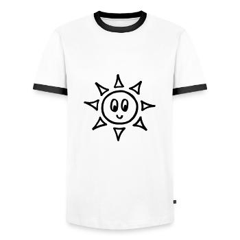 Soleil souriant - T-shirt contrasté Homme - blanc/noir - Devant - AI Model Female 172 light (172cm) & AI Model Male 178 dark (178cm)