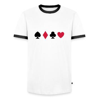 Carte de Poker - T-shirt contrasté Homme - blanc/noir - Devant - AI Model Female 172 light (172cm) & AI Model Male 178 dark (178cm)