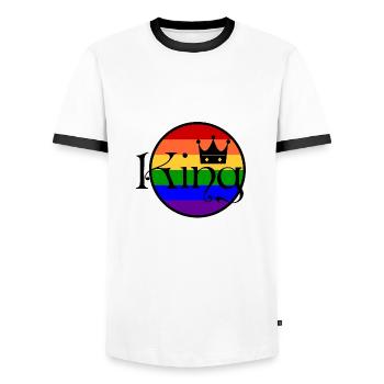 King1 1 - Männer Kontrast-T-Shirt - Weiß/Schwarz - Vorne - AI Model Female 172 light (172cm) & AI Model Male 178 dark (178cm)