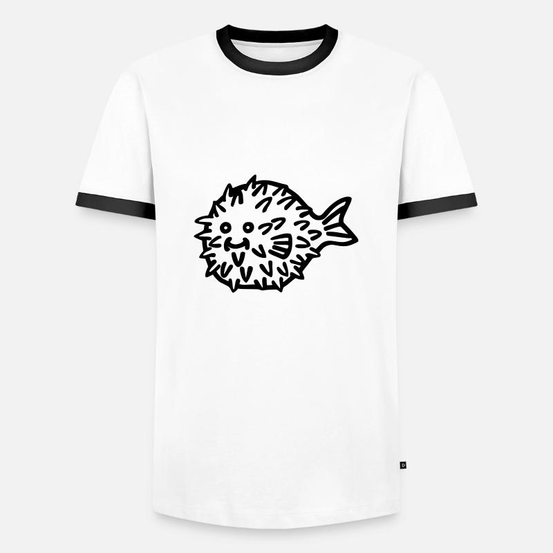 puffer fish - Men's Ringer Shirt - white/black