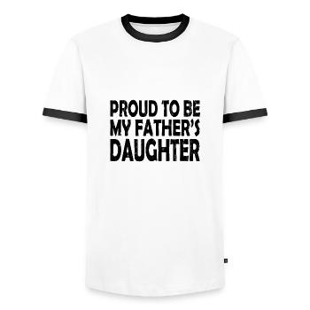 Fière d’être la fille de mon père - T-shirt contrasté Homme - blanc/noir - Devant - AI Model Female 172 light (172cm) & AI Model Male 178 dark (178cm)