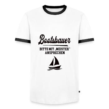 Bootsbauer Meister Prüfung Bestanden Bootsbau - Männer Kontrast-T-Shirt - Weiß/Schwarz - Vorne - AI Model Female 172 light (172cm) & AI Model Male 178 dark (178cm)