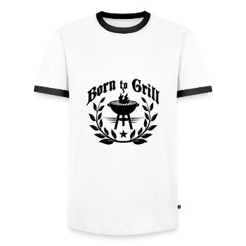 Born to grill-born to grill-born Griller - Men's Ringer Shirt - white/black - Front - AI Model Female 172 light (172cm) & AI Model Male 178 dark (178cm)