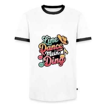 Line Dance mein Hobby - mein Ding - Männer Kontrast-T-Shirt - Weiß/Schwarz - Vorne - AI Model Female 172 light (172cm) & AI Model Male 178 dark (178cm)