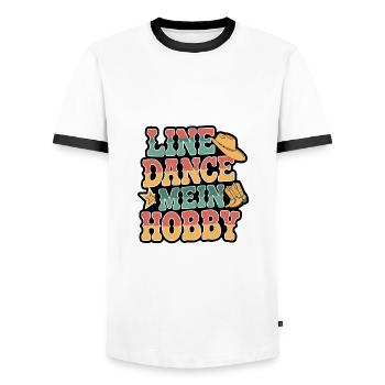 Line Dance mein Hobby - Männer Kontrast-T-Shirt - Weiß/Schwarz - Vorne - AI Model Female 172 light (172cm) & AI Model Male 178 dark (178cm)