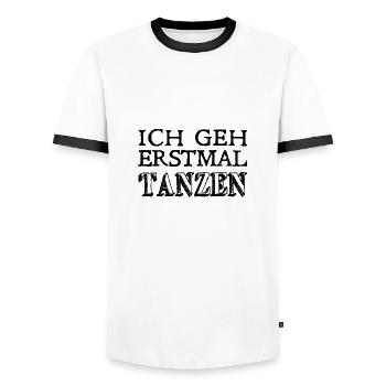 Je vais danser d’abord - danseurs - T-shirt contrasté Homme - blanc/noir - Devant - AI Model Female 172 light (172cm) & AI Model Male 178 dark (178cm)