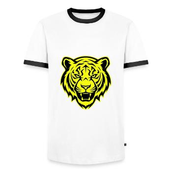 Tiger Kopf Porträt Symbol - Männer Kontrast-T-Shirt - Weiß/Schwarz - Vorne - AI Model Female 172 light (172cm) & AI Model Male 178 dark (178cm)