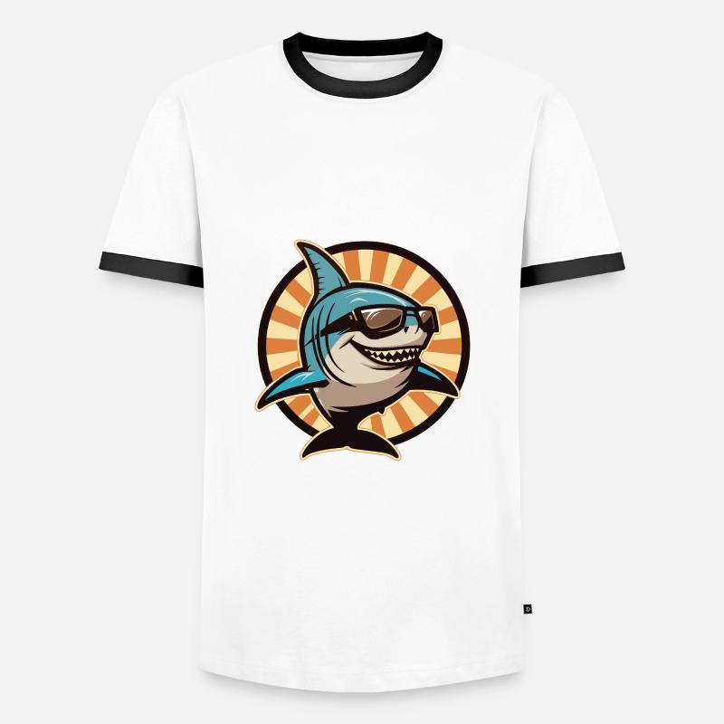 Shark Comic Cool Summer - Men's Ringer Shirt - white/black