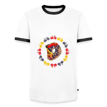 Bicyclette E 202 D - T-shirt contrasté Homme - blanc/noir - Devant - AI Model Female 172 light (172cm) & AI Model Male 178 dark (178cm)