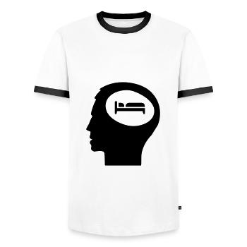 Nur Schlafen im Kopf; Müde - T-shirt contrasté Homme - blanc/noir - Devant - AI Model Female 172 light (172cm) & AI Model Male 178 dark (178cm)