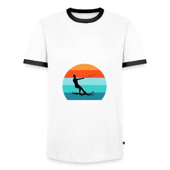 Water skis, water skis, water skiers - Men's Ringer Shirt - white/black - Front - AI Model Female 172 light (172cm) & AI Model Male 178 dark (178cm)