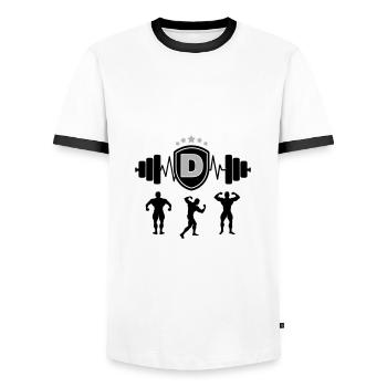 Bodybuilding Gym Name Buchstabe Training D - Männer Kontrast-T-Shirt - Weiß/Schwarz - Vorne - AI Model Female 172 light (172cm) & AI Model Male 178 dark (178cm)