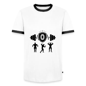 Bodybuilding Gym Name Buchstabe Training O - Männer Kontrast-T-Shirt - Weiß/Schwarz - Vorne - AI Model Female 172 light (172cm) & AI Model Male 178 dark (178cm)
