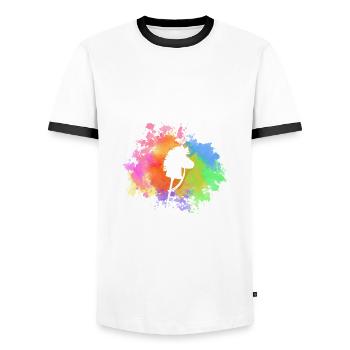 Hobby Horse Hobby Horsing - Men's Ringer Shirt - white/black - Front - AI Model Female 172 light (172cm) & AI Model Male 178 dark (178cm)