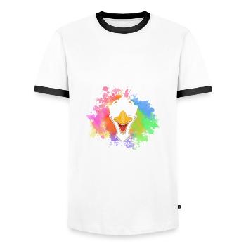 Goose - Men's Ringer Shirt - white/black - Front - AI Model Female 172 light (172cm) & AI Model Male 178 dark (178cm)