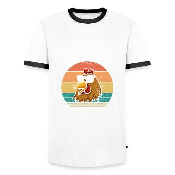 Chickens Hen - Men's Ringer Shirt - white/black - Front - AI Model Female 172 light (172cm) & AI Model Male 178 dark (178cm)