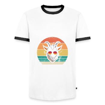 Chèvres - T-shirt contrasté Homme - blanc/noir - Devant - AI Model Female 172 light (172cm) & AI Model Male 178 dark (178cm)