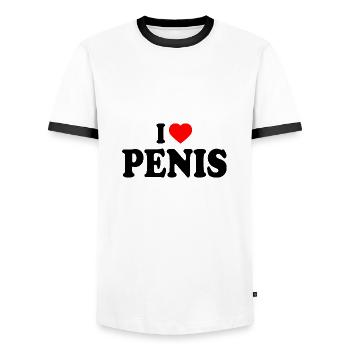 I love penis - Männer Kontrast-T-Shirt - Weiß/Schwarz - Vorne - AI Model Female 172 light (172cm) & AI Model Male 178 dark (178cm)