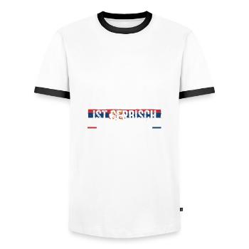 Serbe Serbe Serbie - T-shirt contrasté Homme - blanc/noir - Devant - AI Model Female 172 light (172cm) & AI Model Male 178 dark (178cm)