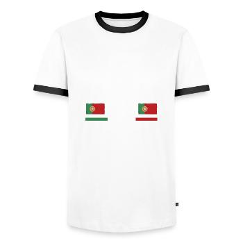 Portugiesen Portugal - Männer Kontrast-T-Shirt - Weiß/Schwarz - Vorne - AI Model Female 172 light (172cm) & AI Model Male 178 dark (178cm)
