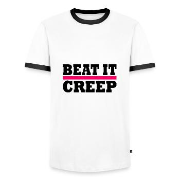 Beat it creep - Men's Ringer Shirt - white/black - Front - AI Model Female 172 light (172cm) & AI Model Male 178 dark (178cm)