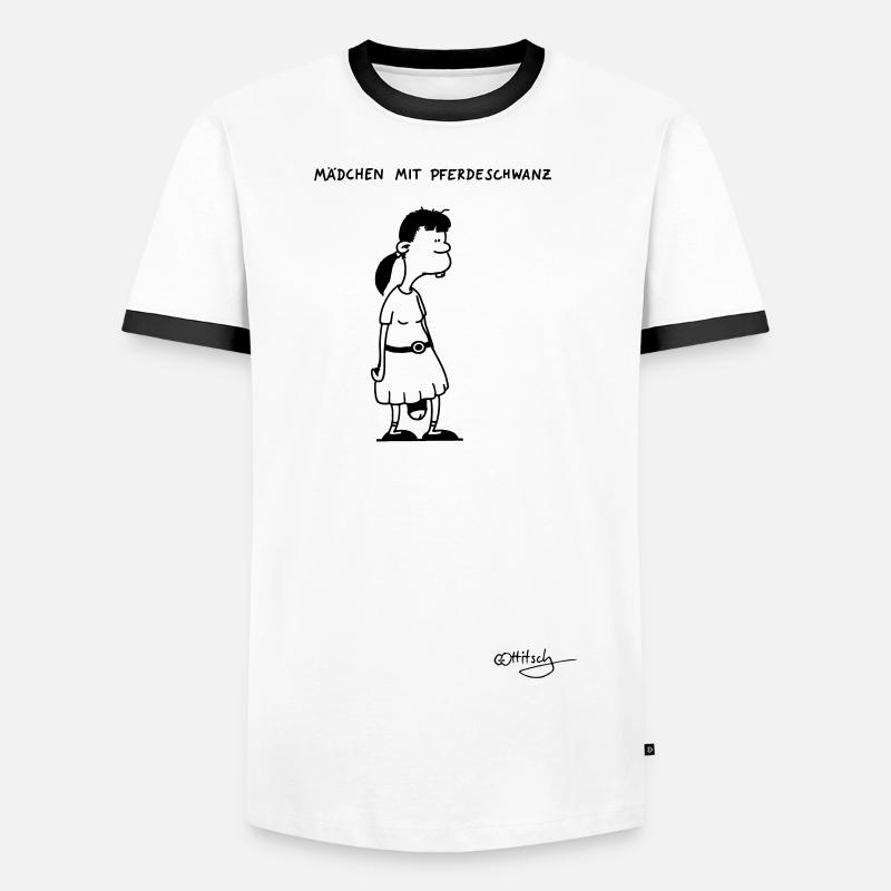 Mädchen mit Pferdeschwanz - Männer Kontrast-T-Shirt - Weiß/Schwarz