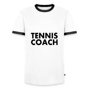 Tennis coach - Men's Ringer Shirt - white/black - Front - AI Model Female 172 light (172cm) & AI Model Male 178 dark (178cm)