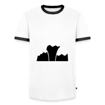 Mountains Mountain Mountains 17 - Men's Ringer Shirt - white/black - Front - AI Model Female 172 light (172cm) & AI Model Male 178 dark (178cm)