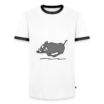 sanglier en cours d'exécution - T-shirt contrasté Homme - blanc/noir - Devant - AI Model Female 172 light (172cm) & AI Model Male 178 dark (178cm)