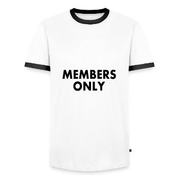 Members only - Men's Ringer Shirt - white/black - Front - AI Model Female 172 light (172cm) & AI Model Male 178 dark (178cm)