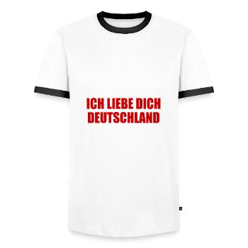Ich liebe dich deutschland - Männer Kontrast-T-Shirt - Weiß/Schwarz - Vorne - AI Model Female 172 light (172cm) & AI Model Male 178 dark (178cm)