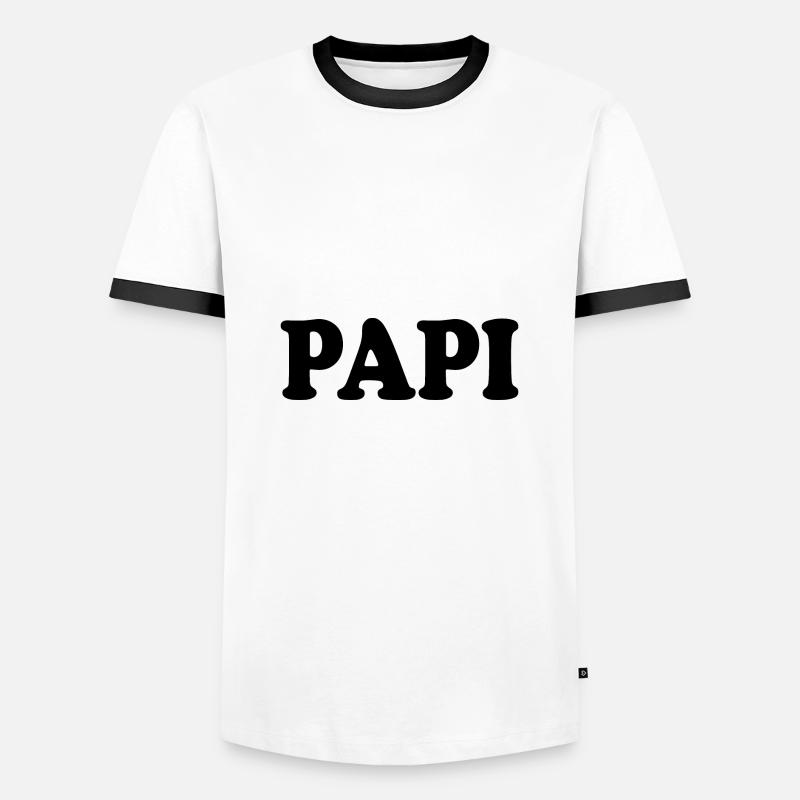 Papi - Männer Kontrast-T-Shirt - Weiß/Schwarz