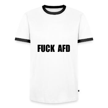 Fuck afd - Men's Ringer Shirt - white/black - Front - AI Model Female 172 light (172cm) & AI Model Male 178 dark (178cm)
