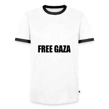 Free gaza - Männer Kontrast-T-Shirt - Weiß/Schwarz - Vorne - AI Model Female 172 light (172cm) & AI Model Male 178 dark (178cm)