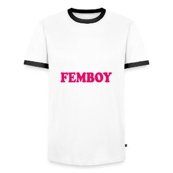 Femboy - Männer Kontrast-T-Shirt - Weiß/Schwarz - Vorne - AI Model Female 172 light (172cm) & AI Model Male 178 dark (178cm)