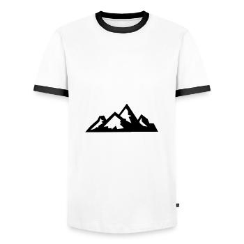 Mountains Mountain Mountains 08 - Men's Ringer Shirt - white/black - Front - AI Model Female 172 light (172cm) & AI Model Male 178 dark (178cm)