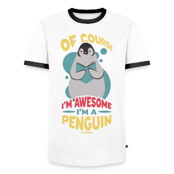 Of Course I'm Awesome I'm A Penguin - Men's Ringer Shirt - white/black - Front - AI Model Female 172 light (172cm) & AI Model Male 178 dark (178cm)