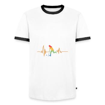 Joueurs de hockey sur gazon Heartbeat Hockey sur gazon - T-shirt contrasté Homme - blanc/noir - Devant - AI Model Female 172 light (172cm) & AI Model Male 178 dark (178cm)
