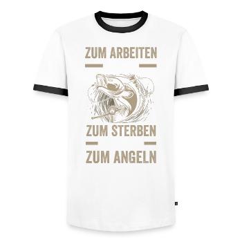 Angel Rentner Ruhestand Fischen Angeln Angler - Männer Kontrast-T-Shirt - Weiß/Schwarz - Vorne - AI Model Female 172 light (172cm) & AI Model Male 178 dark (178cm)