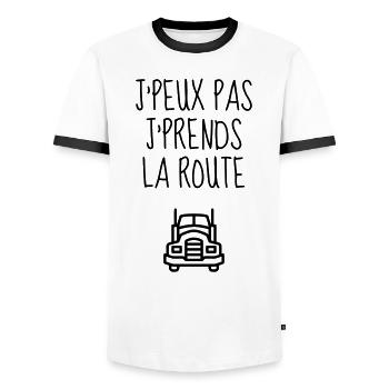 Trucker LKW Fahrer Routier Truck Camion Transport - Men's Ringer Shirt - white/black - Front - AI Model Female 172 light (172cm) & AI Model Male 178 dark (178cm)