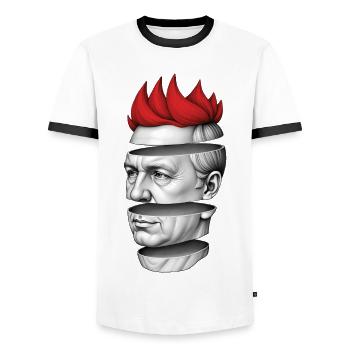 PUNKS NOT DEAD #4 - steam punk'n'roll - T-shirt contrasté Homme - blanc/noir - Devant - AI Model Female 172 light (172cm) & AI Model Male 178 dark (178cm)