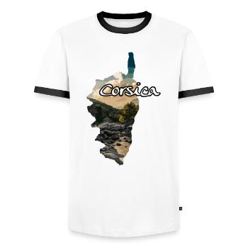Corse Corse Ile de Corse Voyage Voyage - T-shirt contrasté Homme - blanc/noir - Devant - AI Model Female 172 light (172cm) & AI Model Male 178 dark (178cm)