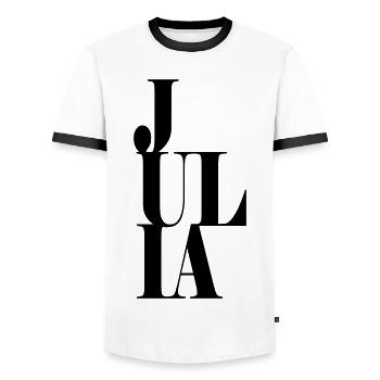 Julia Nom Prénom Police moderne Word Art - T-shirt contrasté Homme - blanc/noir - Devant - AI Model Female 172 light (172cm) & AI Model Male 178 dark (178cm)