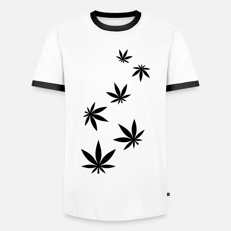Hanf Blatt Icon - Männer Kontrast-T-Shirt - Weiß/Schwarz