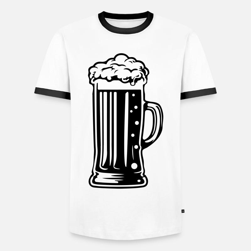 Bier Symbol Bierglas - Männer Kontrast-T-Shirt - Weiß/Schwarz