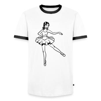 Ballerina dancing - Men's Ringer Shirt - white/black - Front - AI Model Female 172 light (172cm) & AI Model Male 178 dark (178cm)