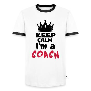I'm a coach - T-shirt contrasté Homme - blanc/noir - Devant - AI Model Female 172 light (172cm) & AI Model Male 178 dark (178cm)